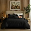Epinch® Duvet Cover Set 1200 TC 100% Egyptian Cotton Luxurious Soft Home &amp; Hotel 3-Piece 1-Duvet Cover 2-Sham Cover Zipper &amp; Tie Closure (Black, Double_91 X 101 Inch)
