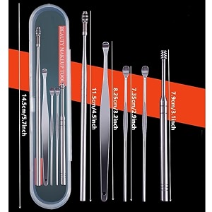 episkey stainless steel ear wax cleaner - resuable ear cleaner tool set with storage box - ear wax remover tool kit with ear curette cleaner and spring ear buds cleaner steel ear wax