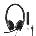 EPOS | Sennheiser Adapt 165T USB II (1000902) - Wired, Double-Sided Headset - 3.5mm Jack/USB Connectivity - Teams Certified-UC Optimized-Superior Stereo Sound-Enhanced Comfort-Call Control- Black