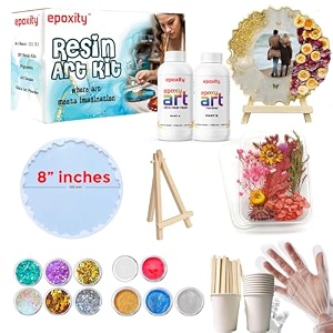 epoxity resin diy kit photoframe kit with resin wooden stand and dry flowers rasin liquid round shape