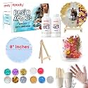 Epoxity Resin DIY Kit Photoframe Kit with Resin, Wooden Stand and Dry Flowers Rasin Liquid (Round Shape)