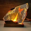 Epoxy Fire Dragon Resin Lamp, Handmade Resin Night Light with USB Port