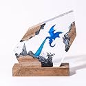 Epoxy Ice Dragon Resin Lamp, Handmade Resin Night Light with USB Port