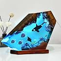 Epoxy Orca Ocean Resin Lamp, Handmade Resin Night Light with USB Port
