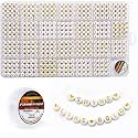 Eppingwin 1400pcs Letter Beads, 4x7mm, Gold &amp; White, Round, Acrylic, Alphabet, Jewelry Making