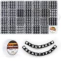 Eppingwin Letter Beads, Alphabet Beads in 28 Grid Box (6 x 6 mm Square, Large Hole, White Letters &amp; Black Base)