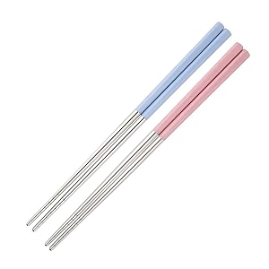 epsilon chopsticks 2 pairs metal chopsticks 23 cm long stainless steel reusable chop sticks for noodles sushi hotpot square grip to hold food perfectly lightweight chopsteak for home 2pc