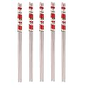 Epsilon Metal Chopsticks 23 cm Long Stainless Steel Reusable Chop Sticks for Noodles Sushi Hotpot Square Grip to Hold Food Perfectly Lightweight Chopsteak for Home (Classic 5 Pair)