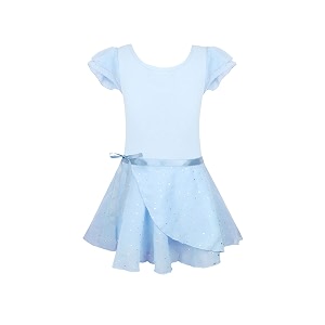 eqsjiu ballet leotards for girls with removable skirt combo tie ruffle sleeve outfit