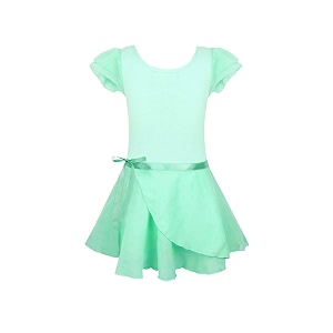eqsjiu ballet leotards for girls with removable skirt combo tie ruffle sleeve outfit