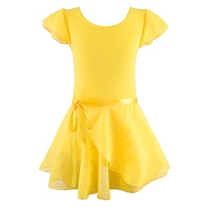 eqsjiu ballet leotards for girls with removable skirt combo tie ruffle sleeve outfit