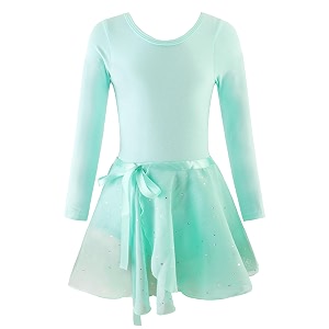 eqsjiu ballet leotards for girls with removable skirt combo tie ruffle sleeve outfit