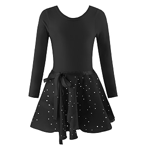 eqsjiu ballet leotards for girls with removable skirt combo tie ruffle sleeve outfit