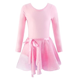 eqsjiu ballet leotards for girls with removable skirt combo tie ruffle sleeve outfit