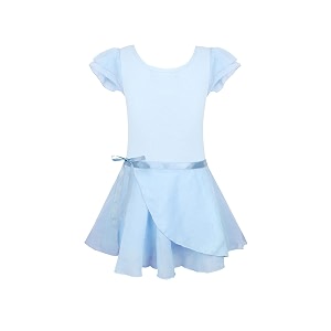 eqsjiu ballet leotards for girls with removable skirt combo tie ruffle sleeve outfit