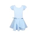 EQSJIU Ballet Leotards for Girls with Removable Skirt Combo Tie Ruffle Sleeve Outfit