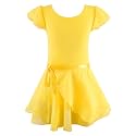 EQSJIU Ballet Leotards for Girls with Removable Skirt Combo Tie Ruffle Sleeve Outfit