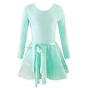 EQSJIU Ballet Leotards for Girls with Removable Skirt Combo Tie Ruffle Sleeve Outfit
