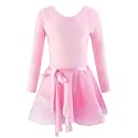 EQSJIU Ballet Leotards for Girls with Removable Skirt Combo Tie Ruffle Sleeve Outfit
