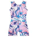 EQSJIU Gymnastics Leotards for Girls Kids Rainbow Mosaic Mermaid Butterfly Stars Leopard Galaxy Tie Dye Cosmos Leopard