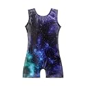 EQSJIU Gymnastics Leotards for Girls Kids Rainbow Mosaic Mermaid Butterfly Stars Leopard Galaxy Tie Dye Cosmos Leopard