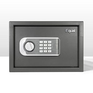 equal 32l securelitepro safe locker for home  digital pin code  emergency key  10-gauge steel door  3 year warranty  32 litre - grey