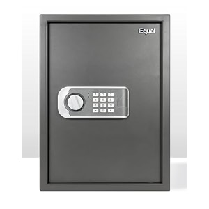 equal 48l securelitepro safe locker for home  digital pin code  emergency key  10-gauge steel door  3 year warranty  48 litre - grey