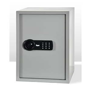 equal 55l securelite safe locker for home  digital pin code  emergency key  10-gauge steel door  3 year warranty  55 litre - light grey