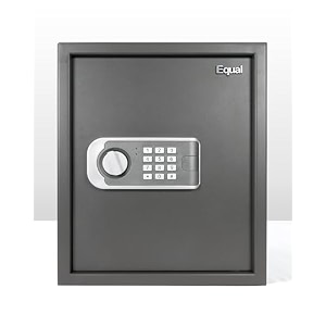 equal 55l securelitepro safe locker for home  digital pin code  emergency key  10-gauge steel door  3 year warranty  55 litre - grey