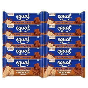 equal chocolate wafer bars sugar-free  pack of 10 60g each  0 added sugar amp 100 taste  flavored wafers 600 gram