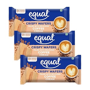 equal coffee wafer bars sugar-freepack of 3 60g each0 added sugar amp 100 tasteflavored wafersrefined wheat flourmilk solids60 gram