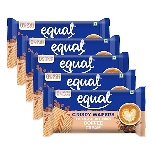 equal coffee wafer bars sugar-free  pack of 5 60g each  0 added sugar amp 100 taste  flavoured wafers  crispy creamy wafers  crunch anytime anywhere