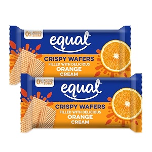 equal orange wafers bar sugar-free  pack of 2 60 gram each  0 added sugar amp 100 taste  flavoured wafers  crispy creamy wafers  crunch anytime anywhere