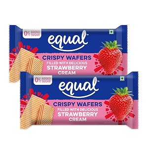 equal strawberry wafers bar sugar-free  pack of 2 60g each  0 added sugar amp 100 taste  flavoured wafers  crispy creamy wafers  crunch anytime anywhere