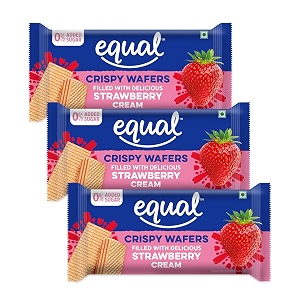 equal strawberry wafer bars sugar-free  pack of 3 60g each  0 added sugar amp 100 taste  flavored wafers