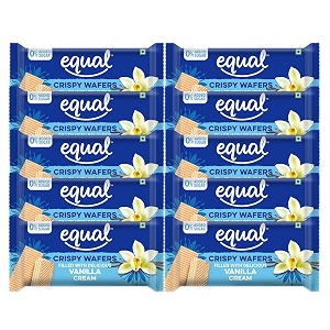 equal vanilla wafer bars sugar-free  pack of 10 60g each  0 added sugar amp 100 taste  rakhi gift for brother  perfect rakhi gift  flavored wafers 600 gram
