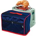 bread pop up toaster cover for all types kitchen table top only cloth cotton lid comfortable size with pocket (Small 2 Slice, Blue)