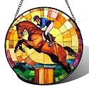 Equestrian Horse Stained Glass Window Hanging Suncatcher Gifts Decor 9.8"