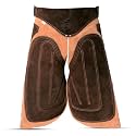 Equine Care Beige &amp; Brown Leather Farrier Apron Chaps, Back Support, 29in