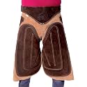 Equine Care Beige & Brown Leather Farrier Apron Chaps, Back Support, 27in