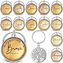 Equsion 36 Pcs Christian Keychain Bulk Mini Bible Verse Keychains with Scripture Quote Religious Gifts for Women Men Pastor Clergy (Wood)