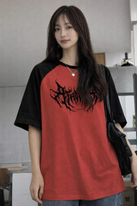 EraandEdge Printed Women Round Neck Red T-Shirt