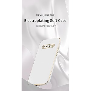 for samsung galaxy s10 plus luxury 6d plating soft casing silicone square frame gold phone case for samsung galaxy s10 plus white