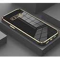 for Samsung Galaxy S10 Plus Luxury 6D Plating Soft Casing Silicone Square Frame Gold Phone Case for Samsung Galaxy S10 Plus (Black)