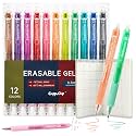 Erasable Gel Pens, 12 Colors, 0.7mm Retractable Medium Point