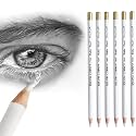 leuapl 6PCS Artist Eraser Pencils Wooden Sketch Highlight Painting Erasing Pen Student Limner