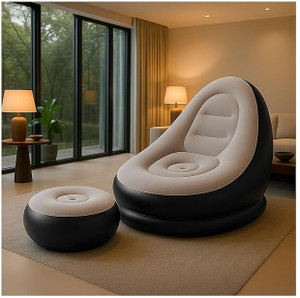 erath 2-in-1 folding portable recliner sofa for indoor living room bedroom office polyester 2 seater inflatable sofa