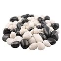 Ercole® Decorative Large Size Polished Marble Stone Pebbles for Plant Pots Vase Fillers Aquarium Home Decor Garden Decoration (Black & White, Dia: 25-35mm, 2 Kg)