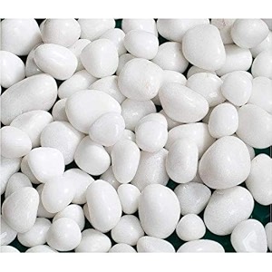 ercole decorative medium size polished marble stone pebbles for plant pots vase fillers aquarium home decor garden decoration snow white dia 15-25mm 16 kg