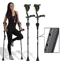 Ergobaum 7G Black Mamba Forearm Crutches for Adults (1 Pair-2 Units) — Ergonomic, Foldable with Shock Absorption, LED Light & Knee Rest | Adjustable 5'–6'6", Supports 360 lbs | Real Carbon Fiber